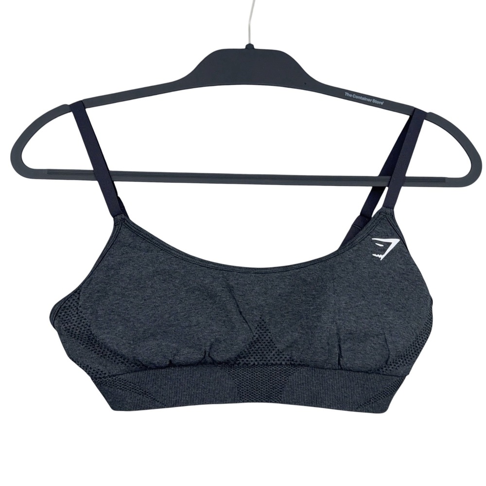 Gymshark Vital Seamless 2.0 Womens S Nylon Charcoal Gray Bralette Sport‎ Bra